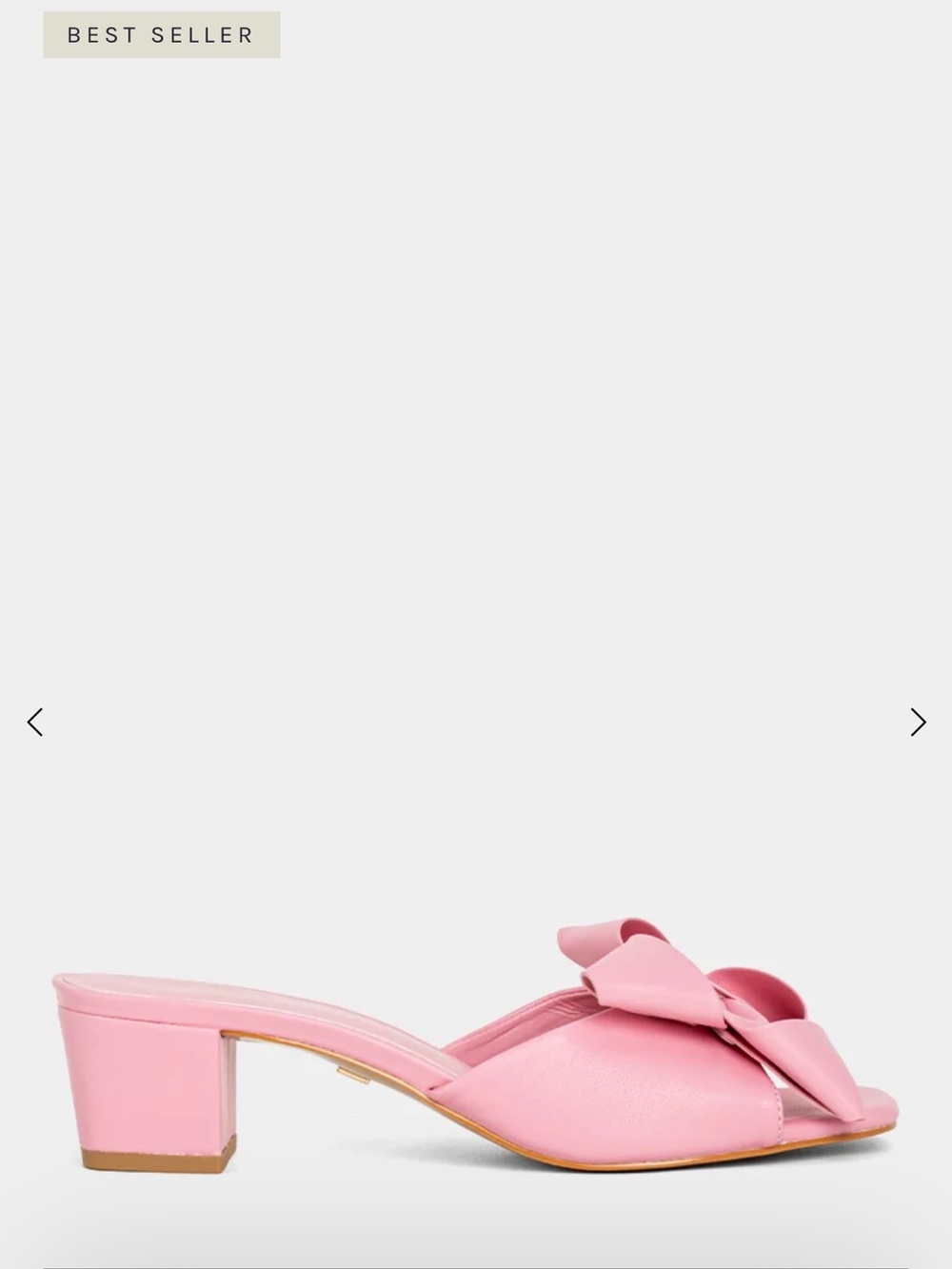 SHUSHOP Flora Pink Bow Block Heel Mules